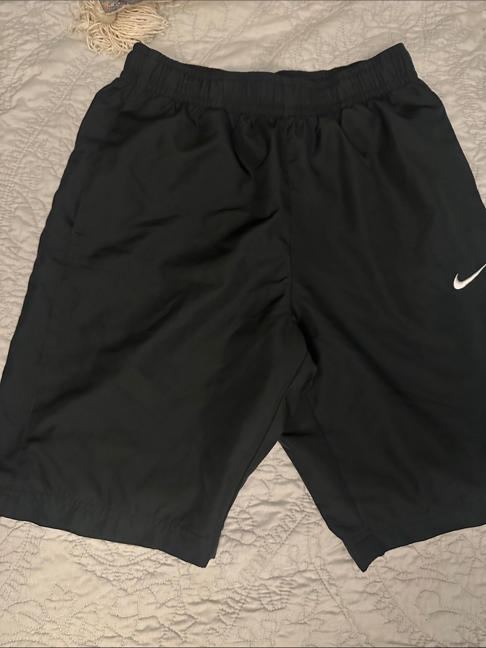 Nike Men’s Black Athletic Shorts with White Swoosh